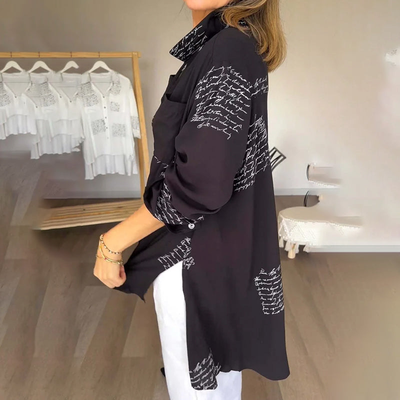 New Letter Print Fashion Lapel Shirt-Pre Sale