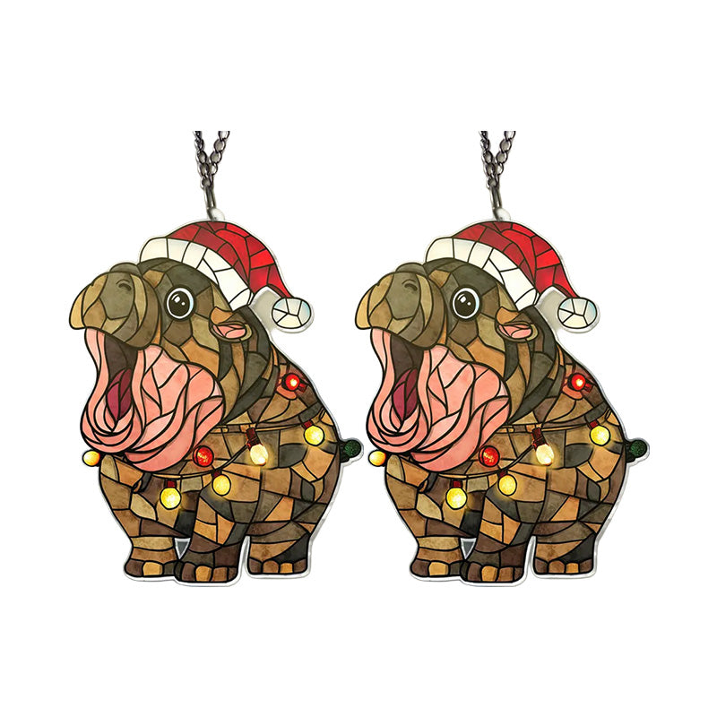 Stained glass hippopotamus ornament