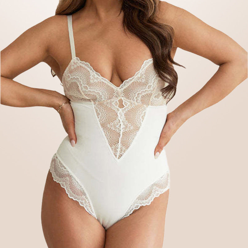 Deep V-Neck Lace Sexy Bodysuit