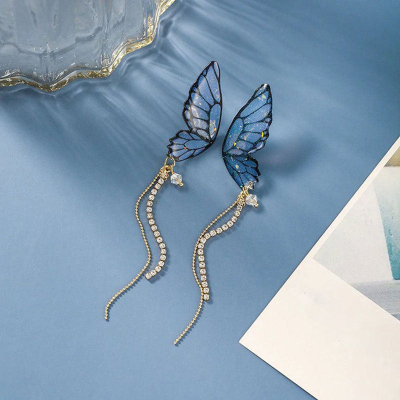 Glittery Butterfly Drop Earrings