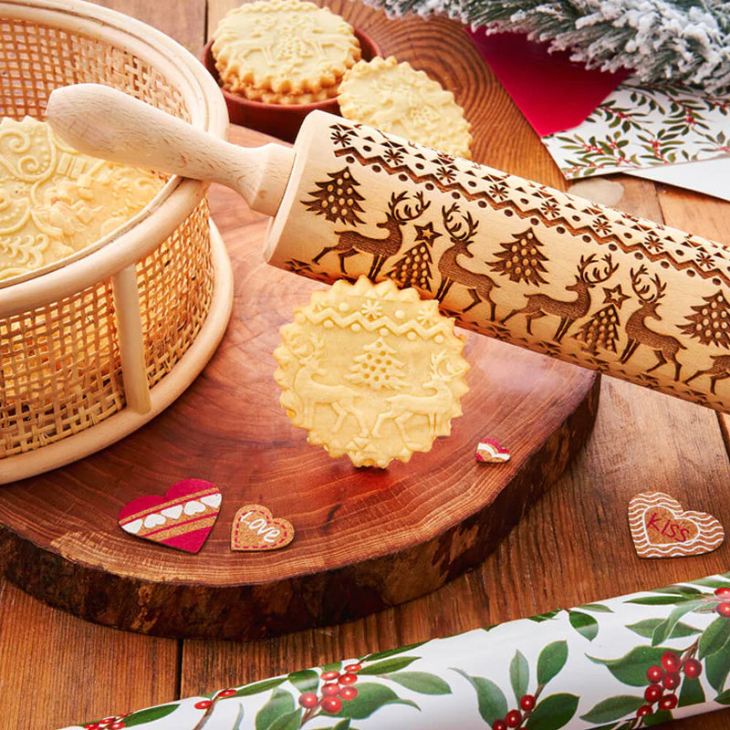 Carved beech wood rolling pin