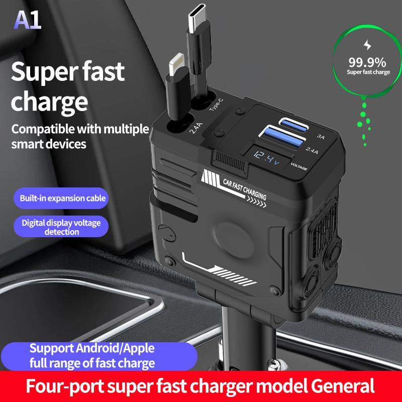 Retractable car fast charging charger