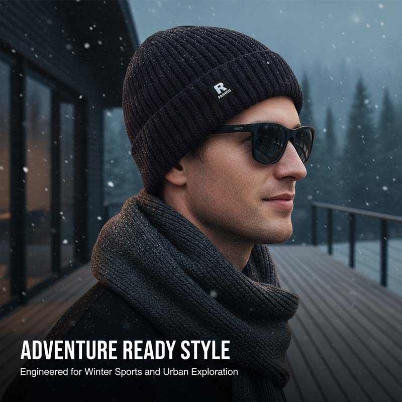 Fleece-lined knit hat for men