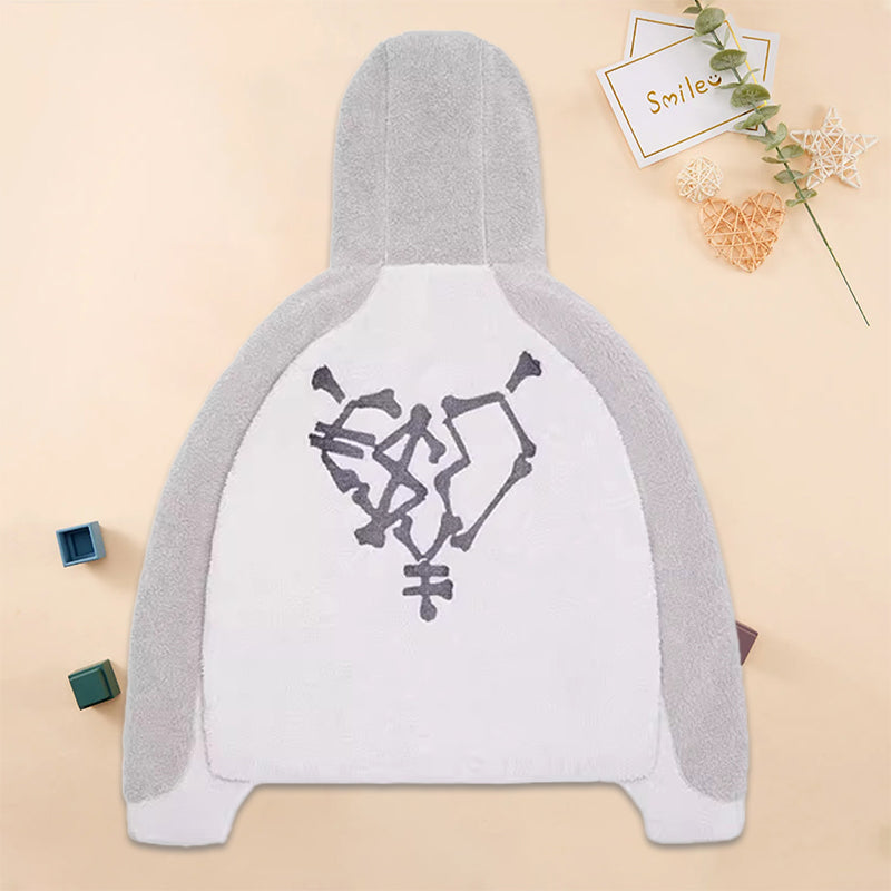 Hooded Colorblocked Lamb Coat