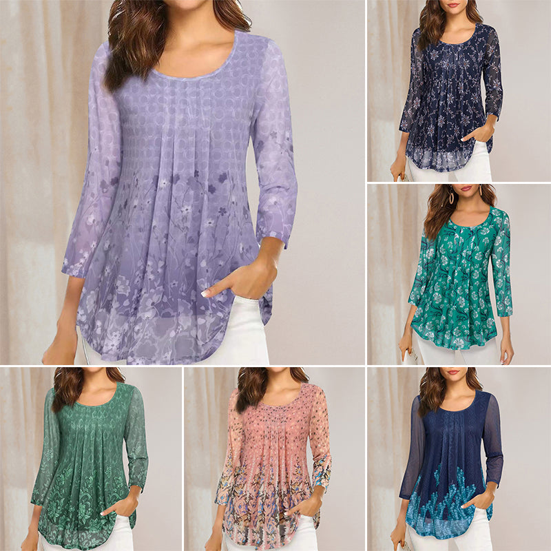 Floral Print Long Sleeve Casual Blouse