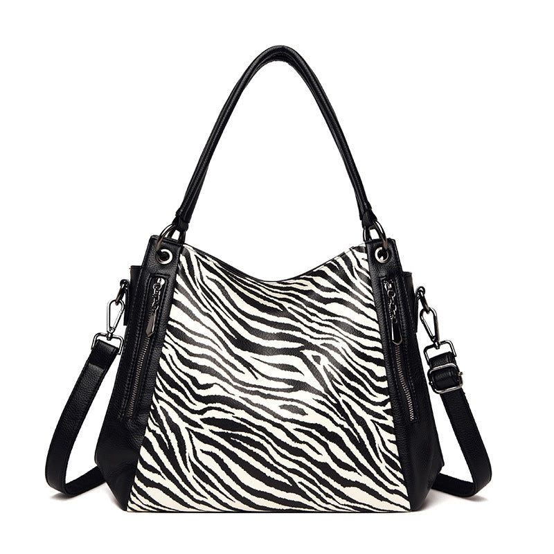 Leopard/Zebra Print Large Tote Handbag