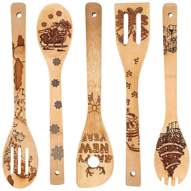 Carved Bamboo Kitchenware Set