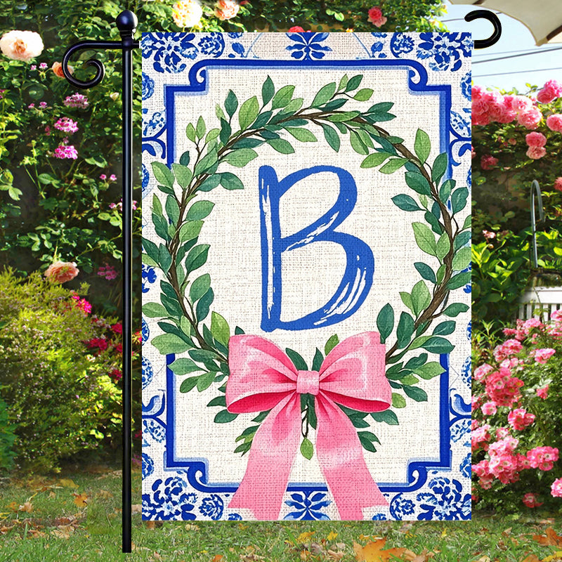 Letter Floral Garden Flag