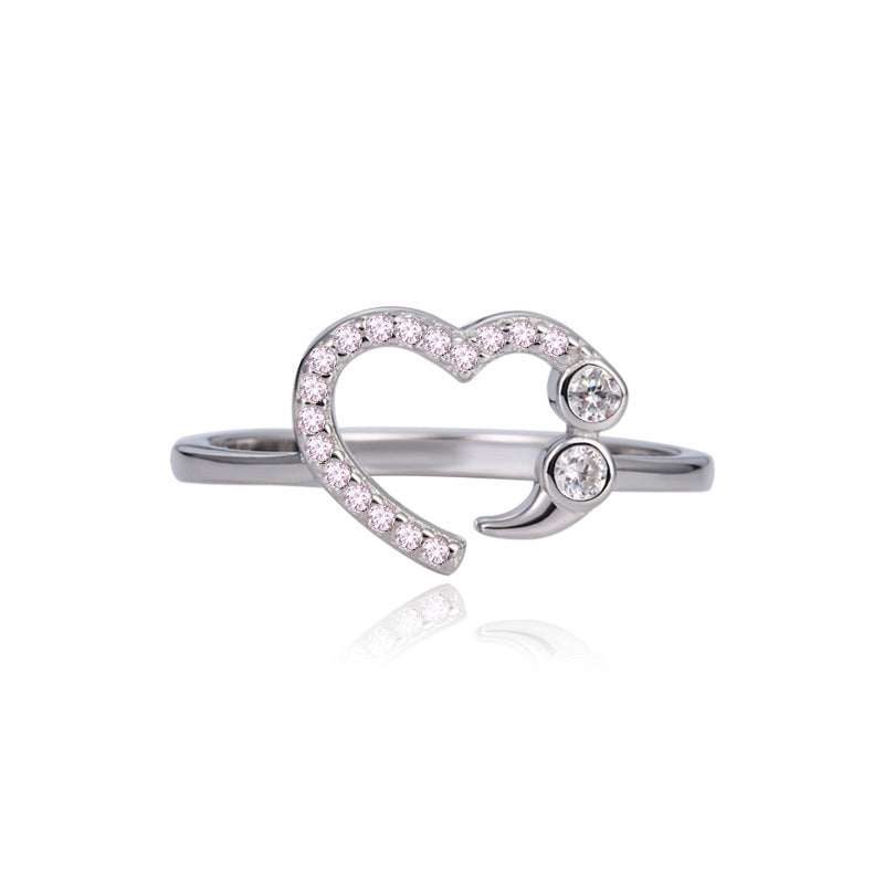 Open Heart Diamond Ring