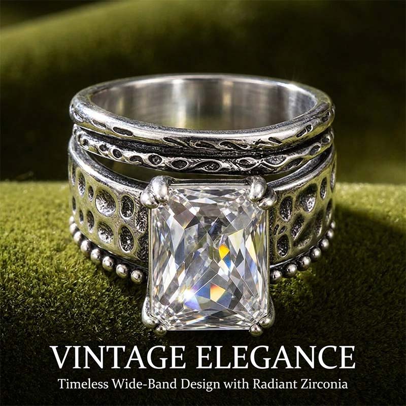 Bold Wide-Face Zircon Statement Ring