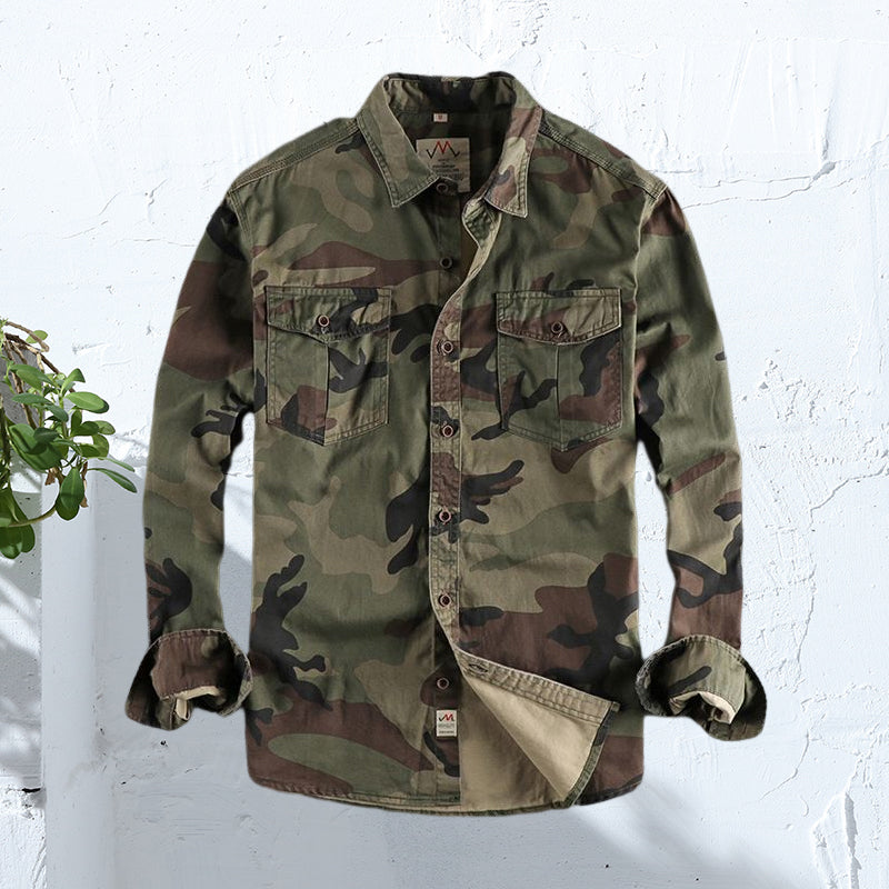 Men's Long Sleeve Camouflage Print Work Shirt