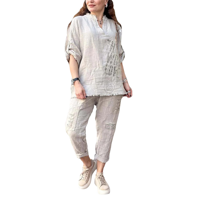 Women's Casual Letter Printed Two-piece Set