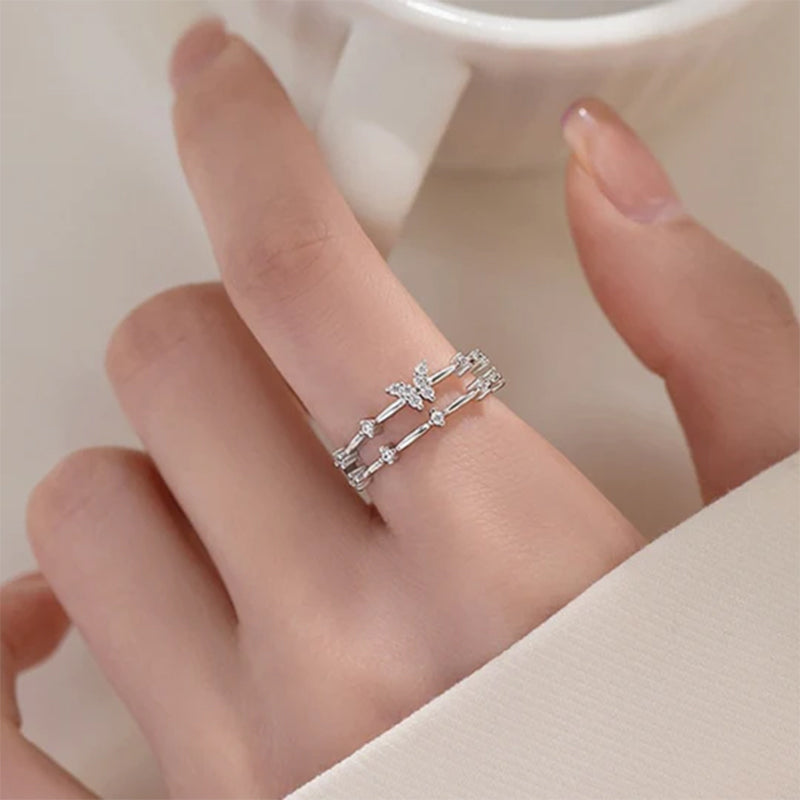 Double Butterfly Zircon Ring