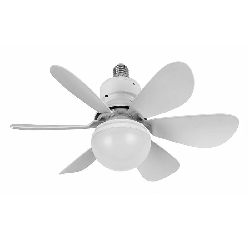 Six-blade gourd-shaped off-white ceiling fan light
