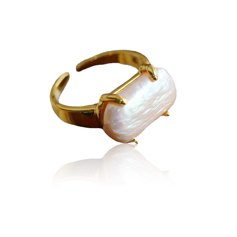 CLAW-SET BAROQUE PEARL RING