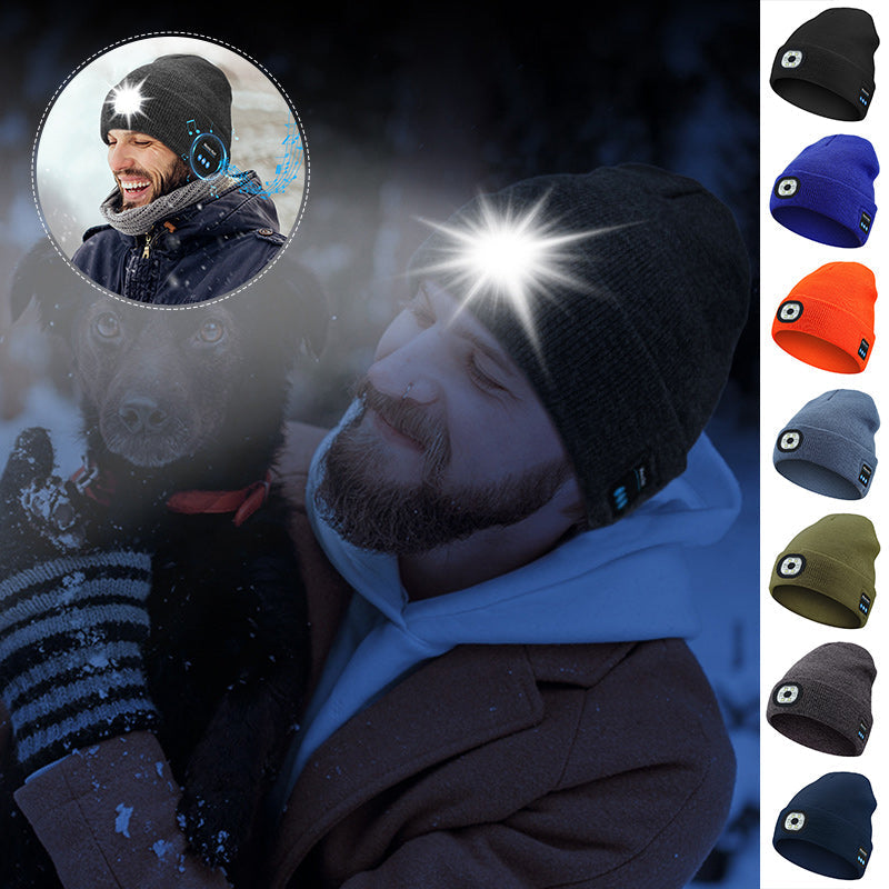 LED Bluetooth Warm Beanie Rechargeable Wireless Headset Hat Unisex