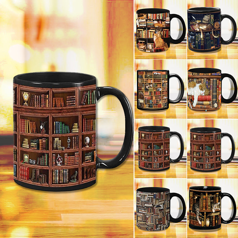 Bookshelf Cat Mug