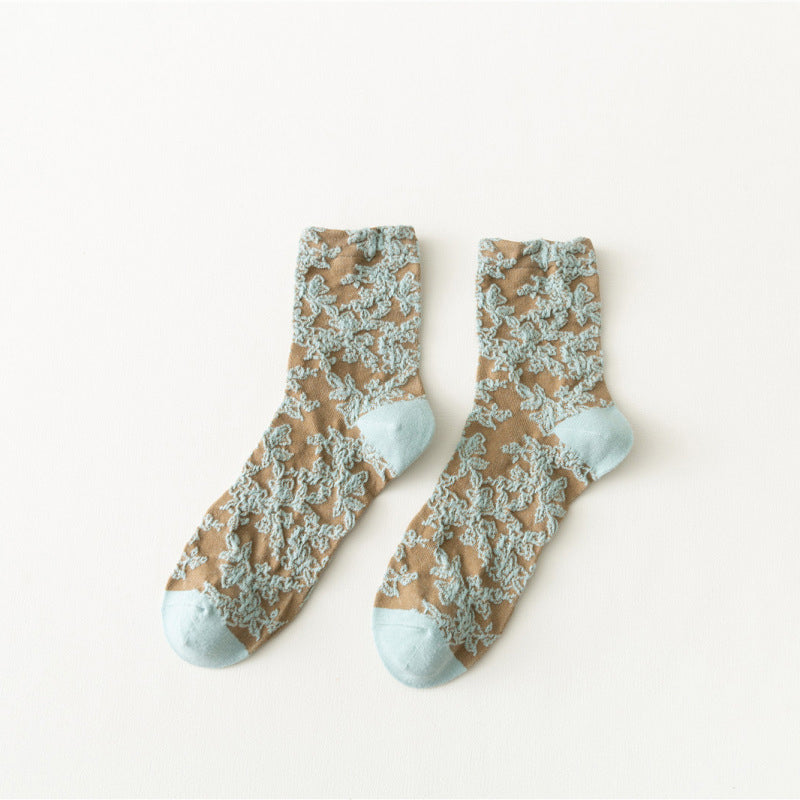 Retro Floral Cotton Socks