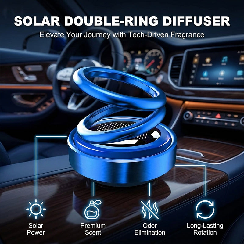 Solar-Powered Dual-Ring Rotating Car Aroma Diffuser