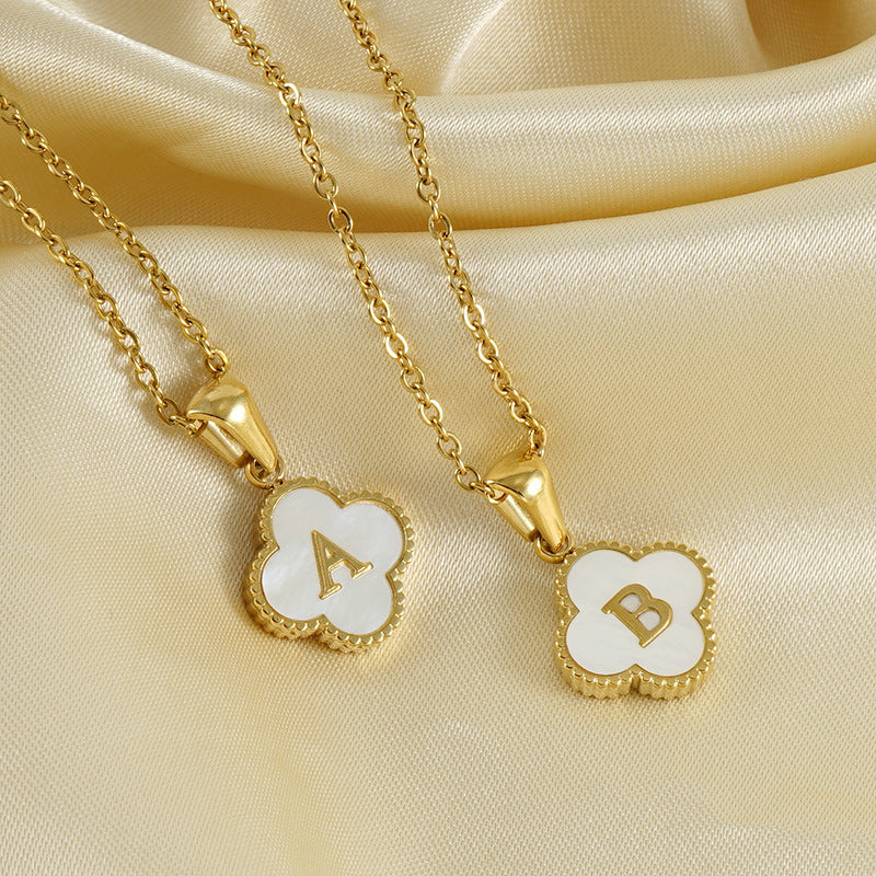 Four Leaf Clover Monogram Necklace