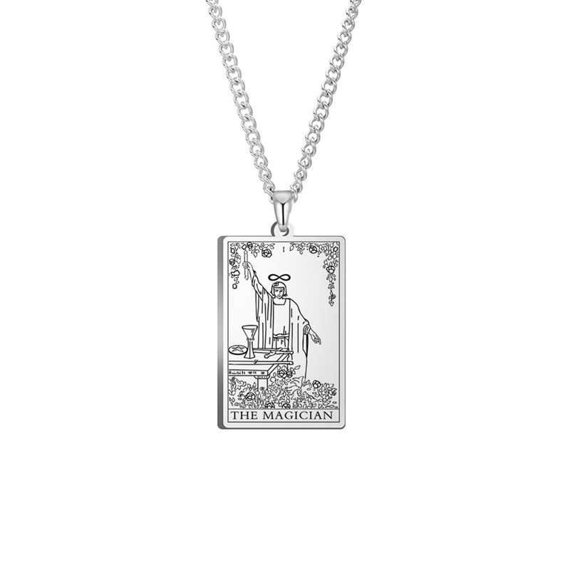 Engraved Tarot Card Chain Dual Chain Necklace