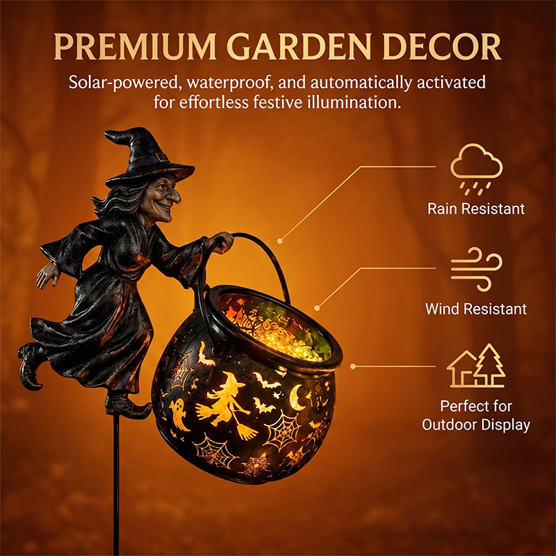Halloween Witch Cauldron Garden Light