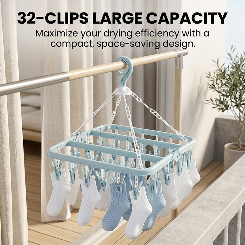 Windproof 32-Clip Drying Rack