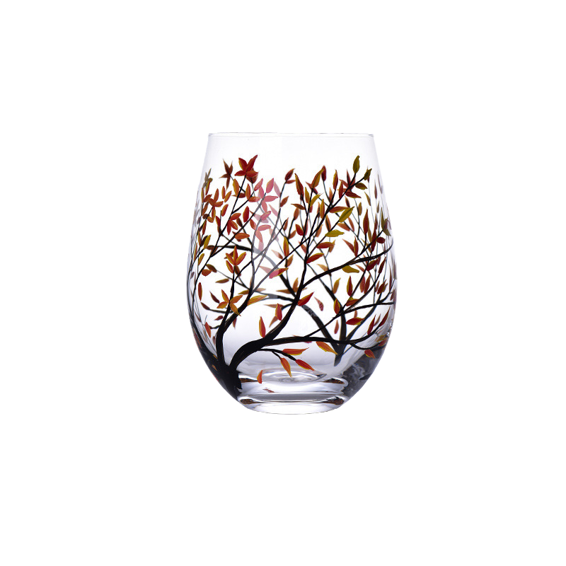 Four Seasons Tree Wine Glasses - Hand Painted Art
