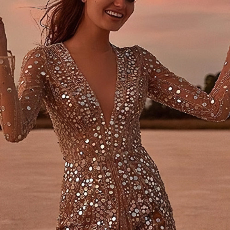 Sequined V-neck dress