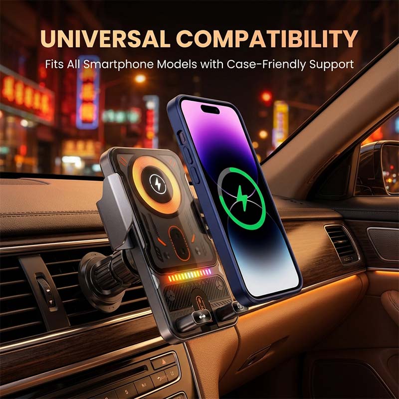 2-In-1 Auto-Rotating Car Phone Holder & Wireless Charger