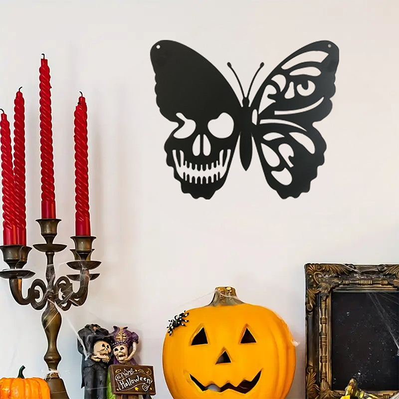 Metal Skull Butterfly Wall Decoration