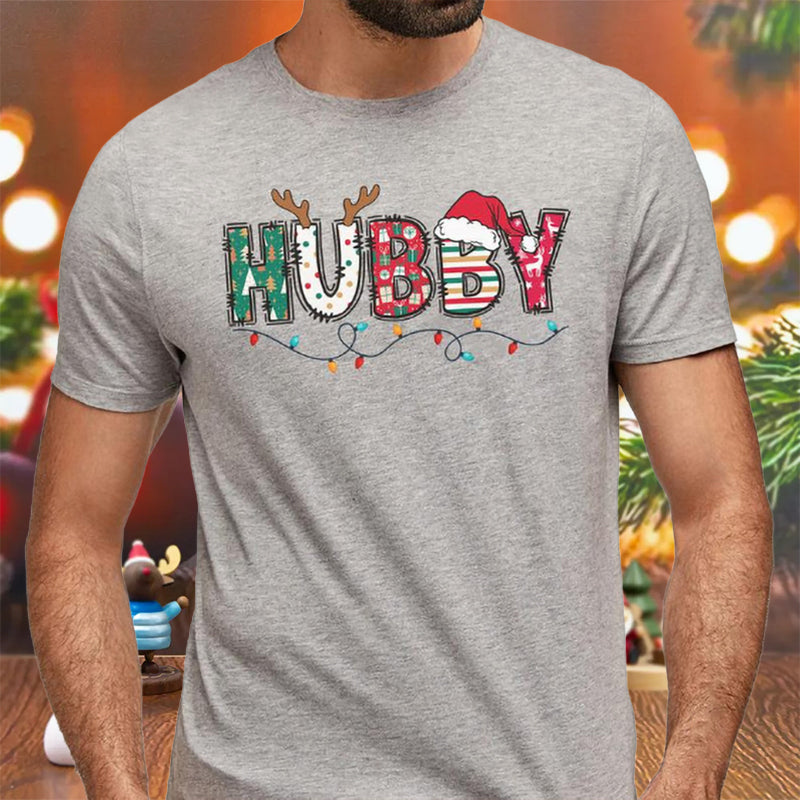 Christmas Letter 3D Print Round Neck Short Sleeve