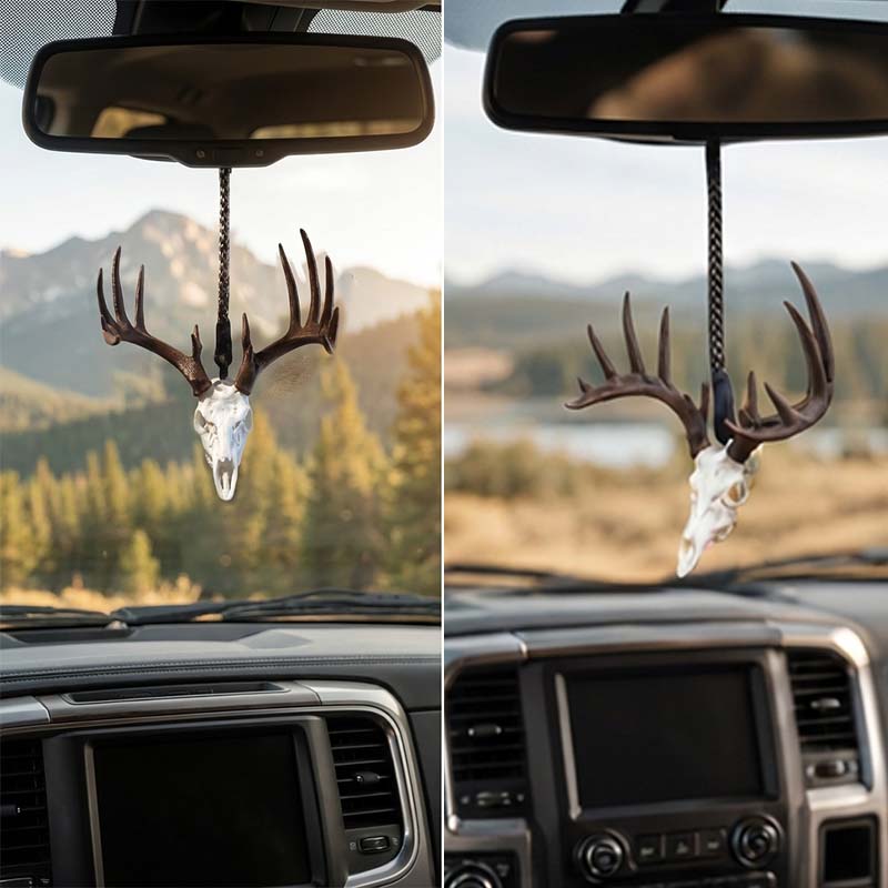 Whitetail Deer Skull Rearview Mirror Hanger