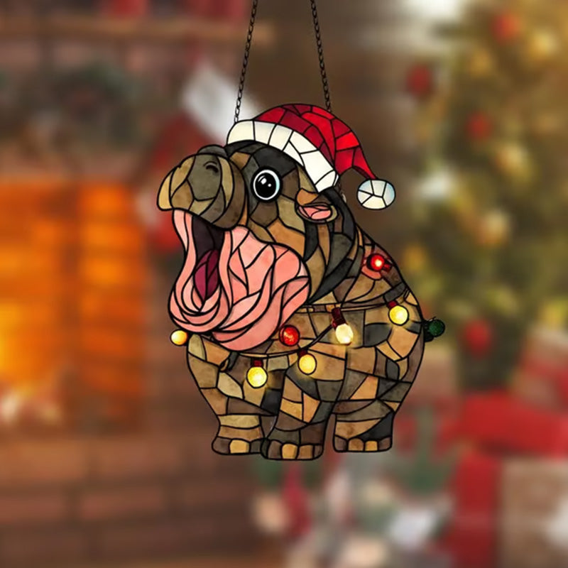 Stained glass hippopotamus ornament