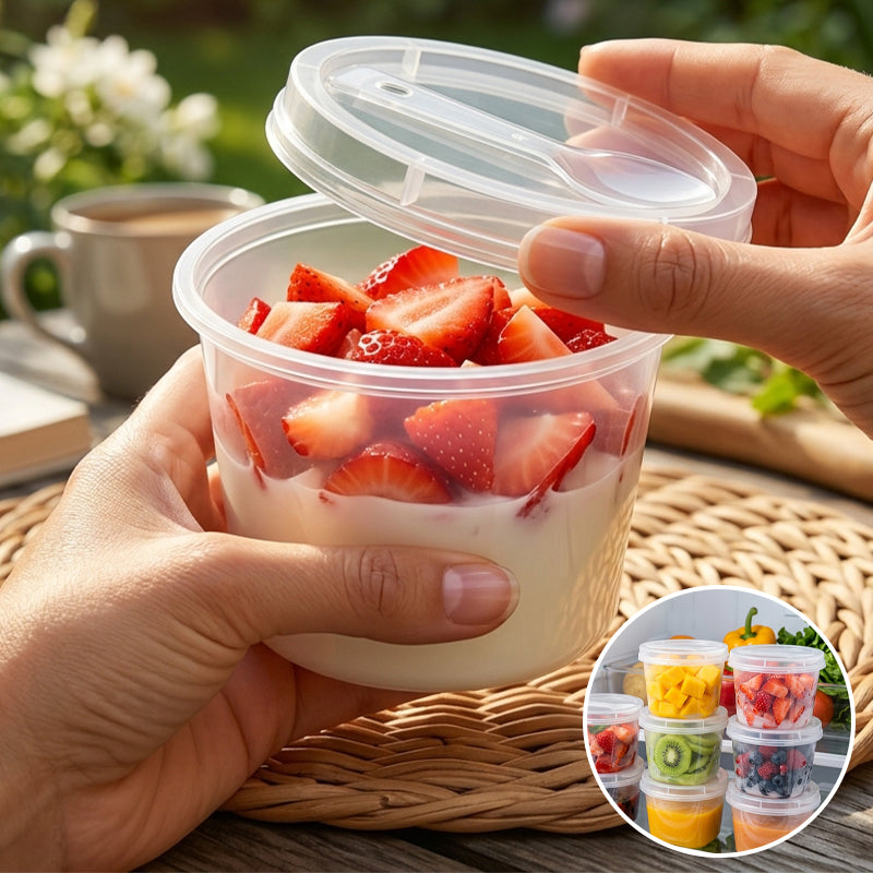 Clear Dessert Cups with Lids & Spoons