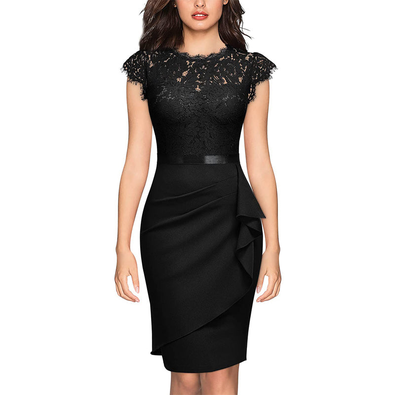 Lace patchwork waist dress