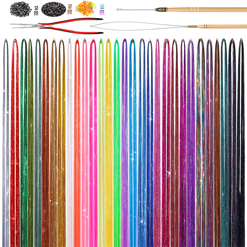 Colorful gold hair extension set