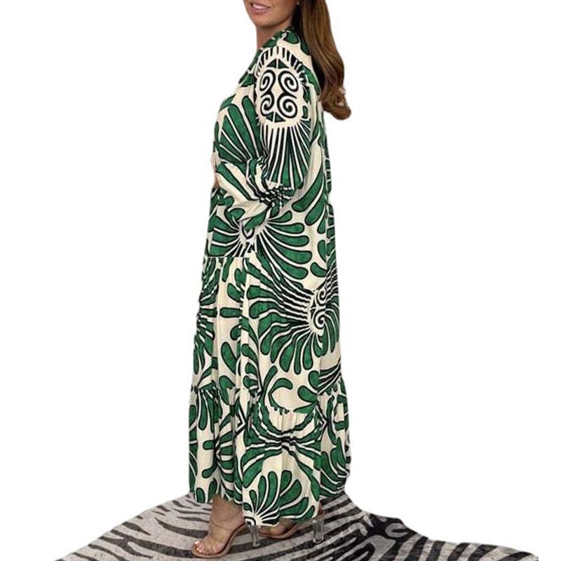 Printed Button Up Maxi Dress