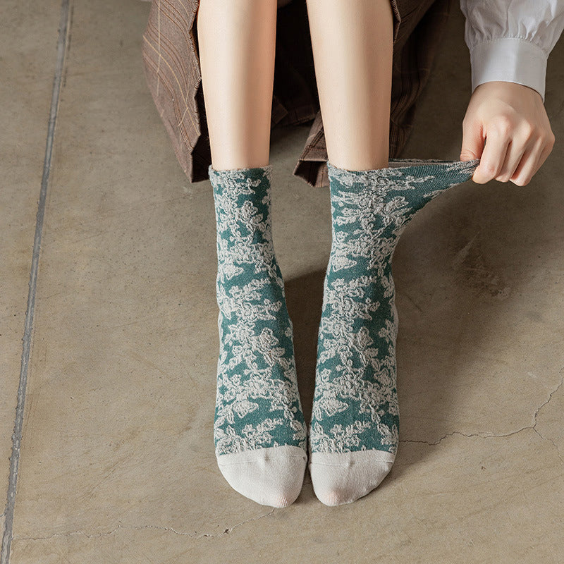 Retro Floral Cotton Socks
