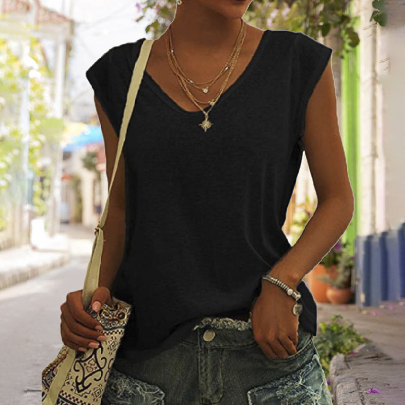 V Neck Sleeveless Regular T-shirt