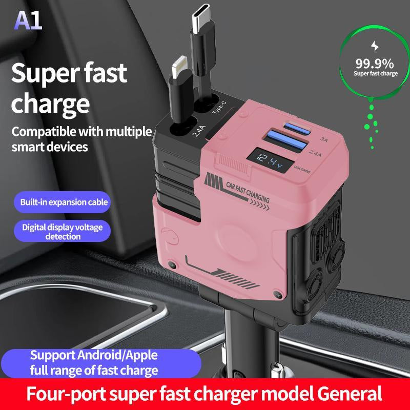 Retractable car fast charging charger