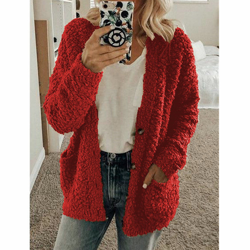 Autumn and Winter Plus Size Cardigan Casual Velvet Short Jacket