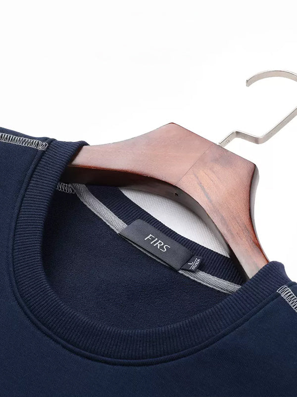 Contrast Embroidered Crew Neck Pullover Top