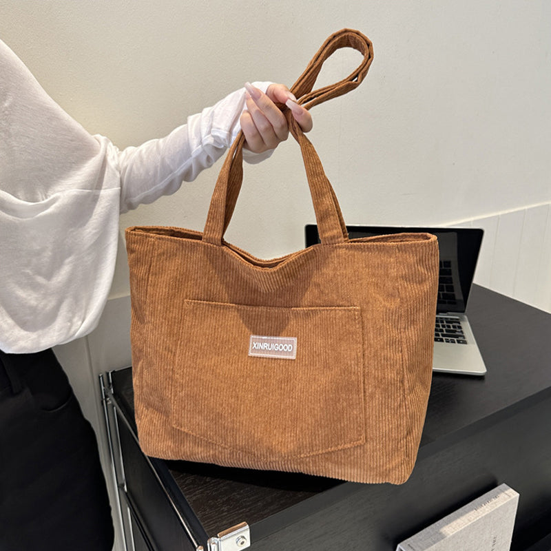 Corduroy Large Capacity Tote Bag