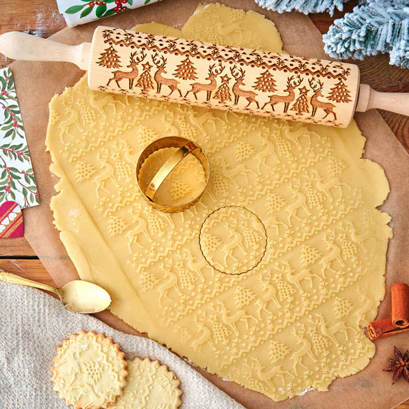 Carved beech wood rolling pin