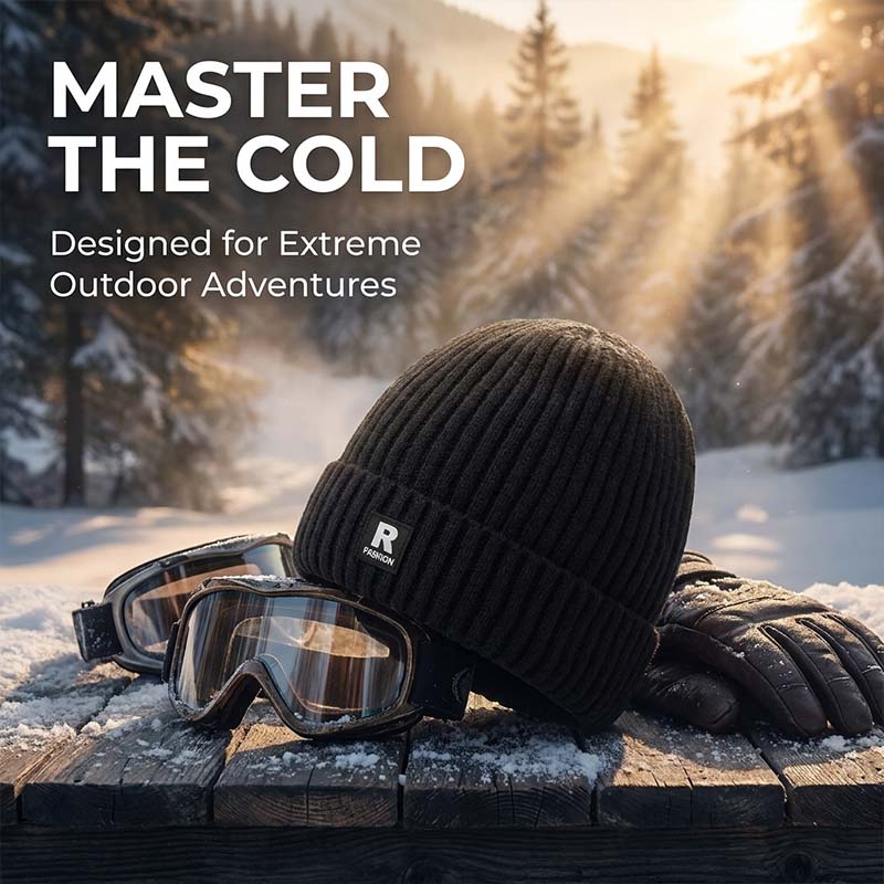 Fleece-lined knit hat for men