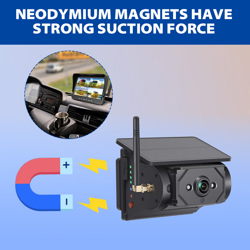 Wireless Backup Camera Magnetic Solar 7" DVR Monitor