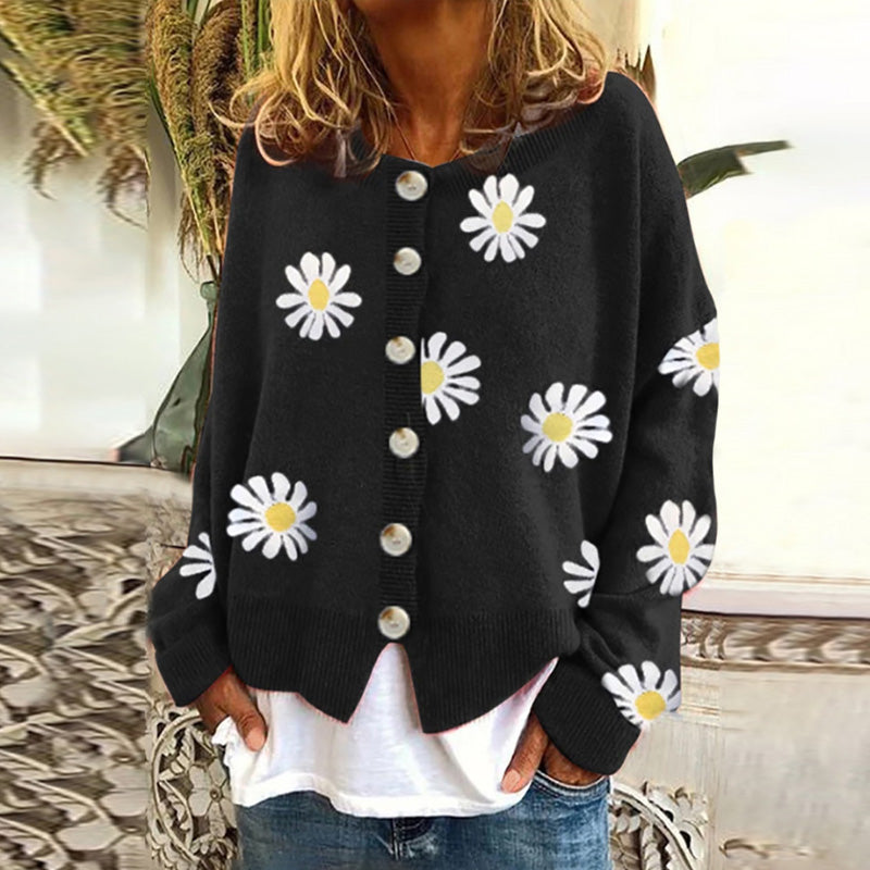 Autumn Chrysanthemum Embroidered Sweater