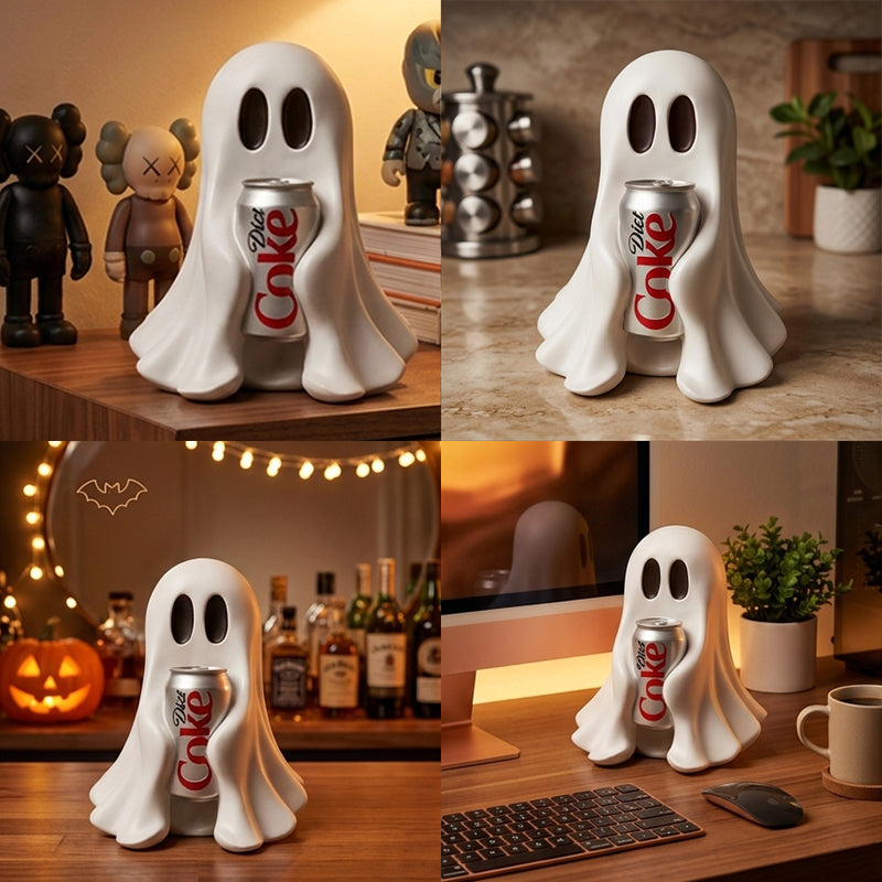 Resin Ghost Statue Holding Soda Can