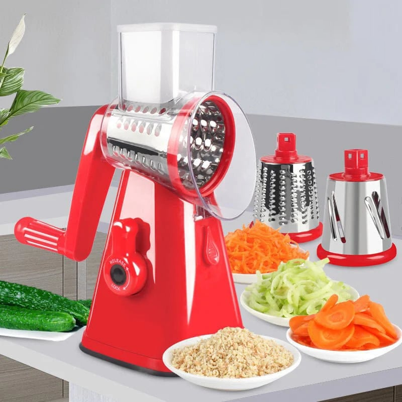 Hand cranked roller vegetable slicer